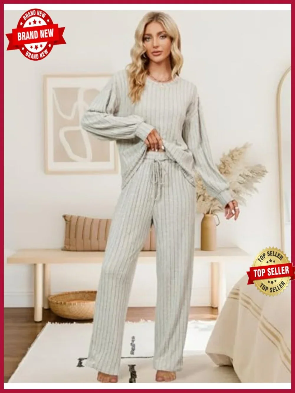 Women's Fleece Pajama Set Long Sleeve Lounge with Pockets